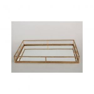 Mirrored gold tray with bamboo detail | Nancy Design