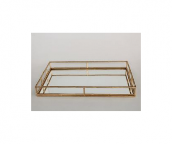 Mirrored gold tray with bamboo detail | Nancy Design
